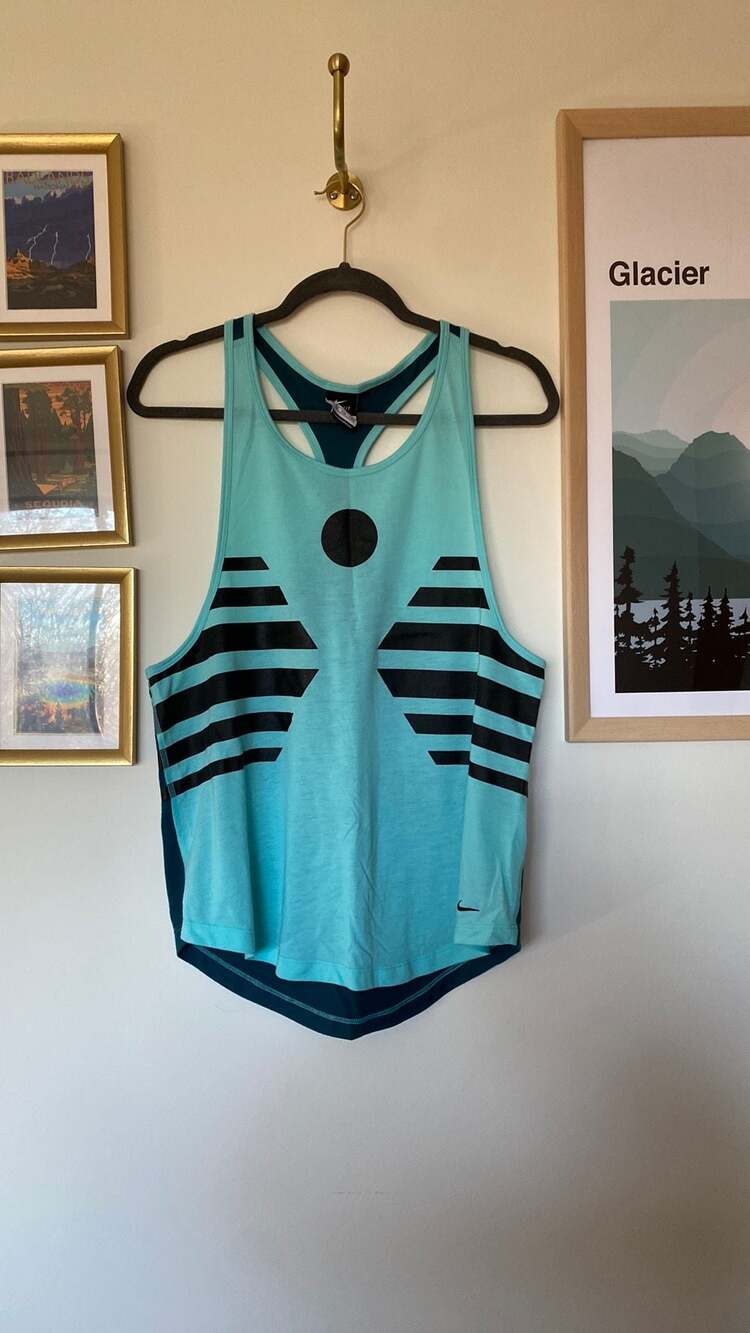 Nike Dri-Fit Training Tank Top Blue Teal Black Graphic Size S/M